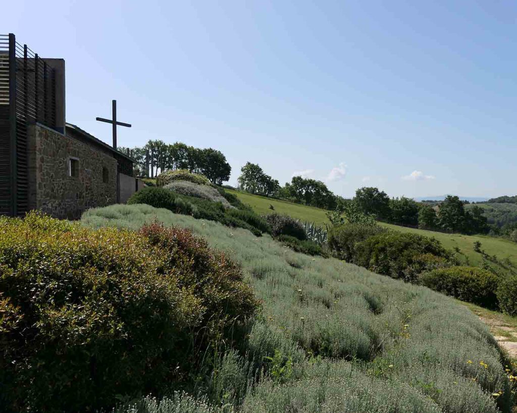 Monastero di Siloe, Klostergarten: Beete mit Heiligenkraut