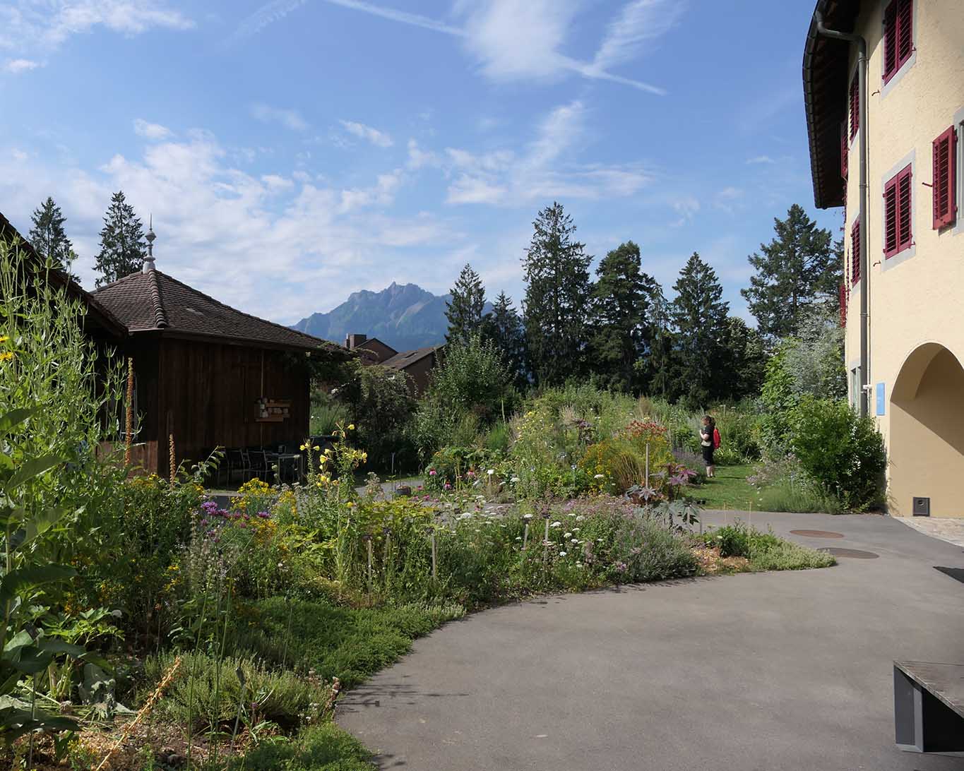 kloster wesemlin blick aus apothekergarten