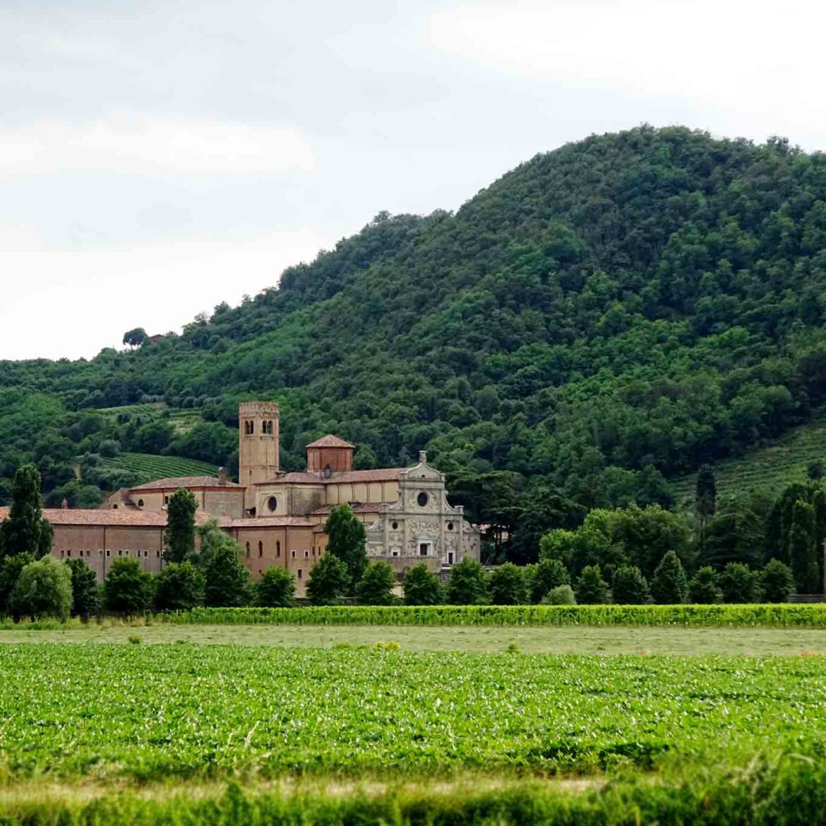 abbazia di praglia kirche mit berg