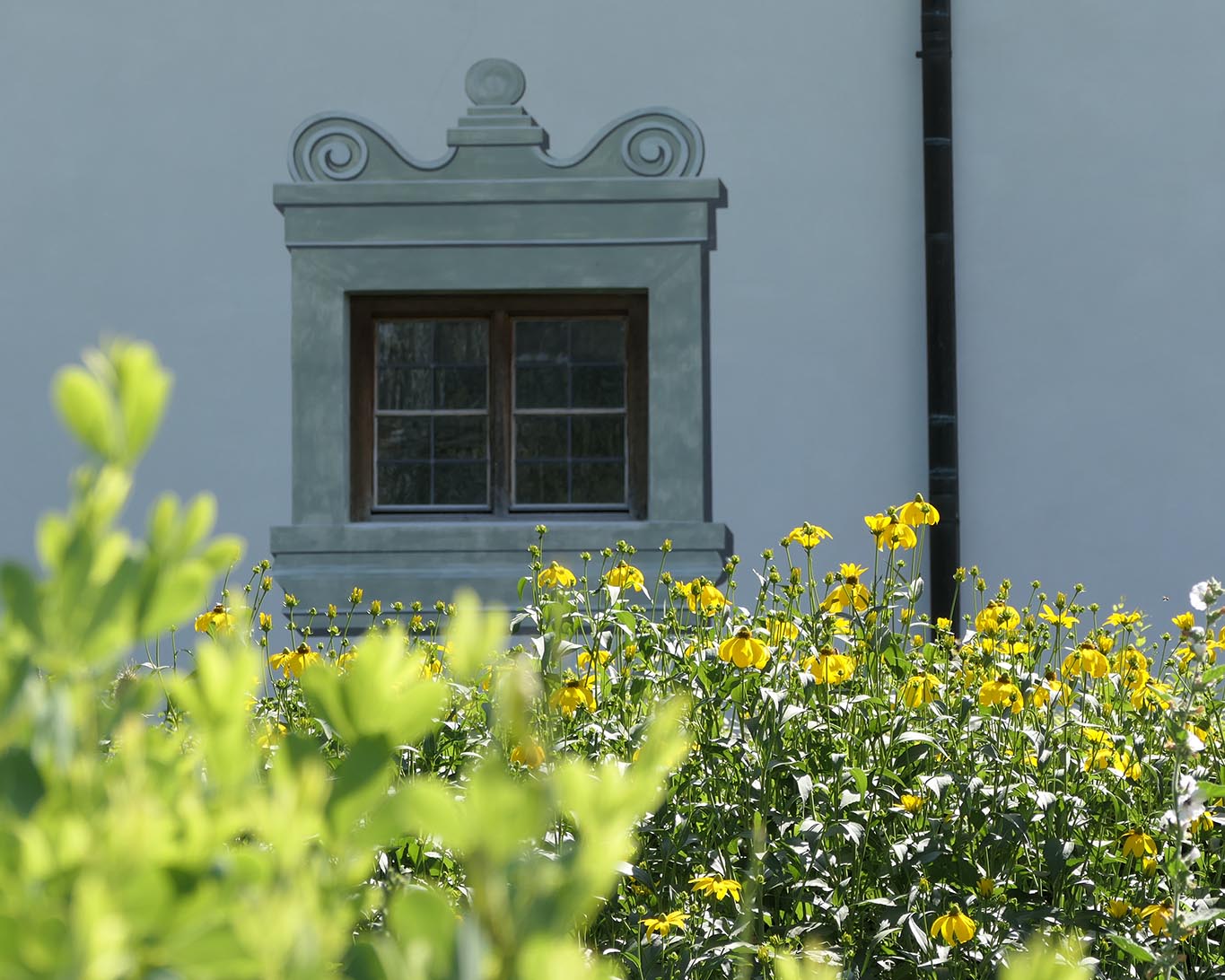 fenster aus dem garten kloster benediktbeuern
