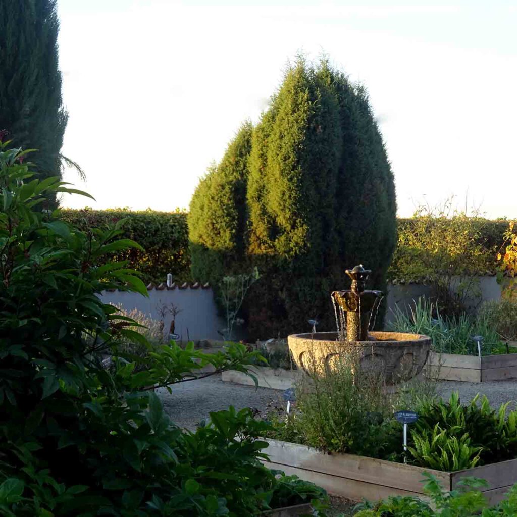hildegardforum garten mit brunnen