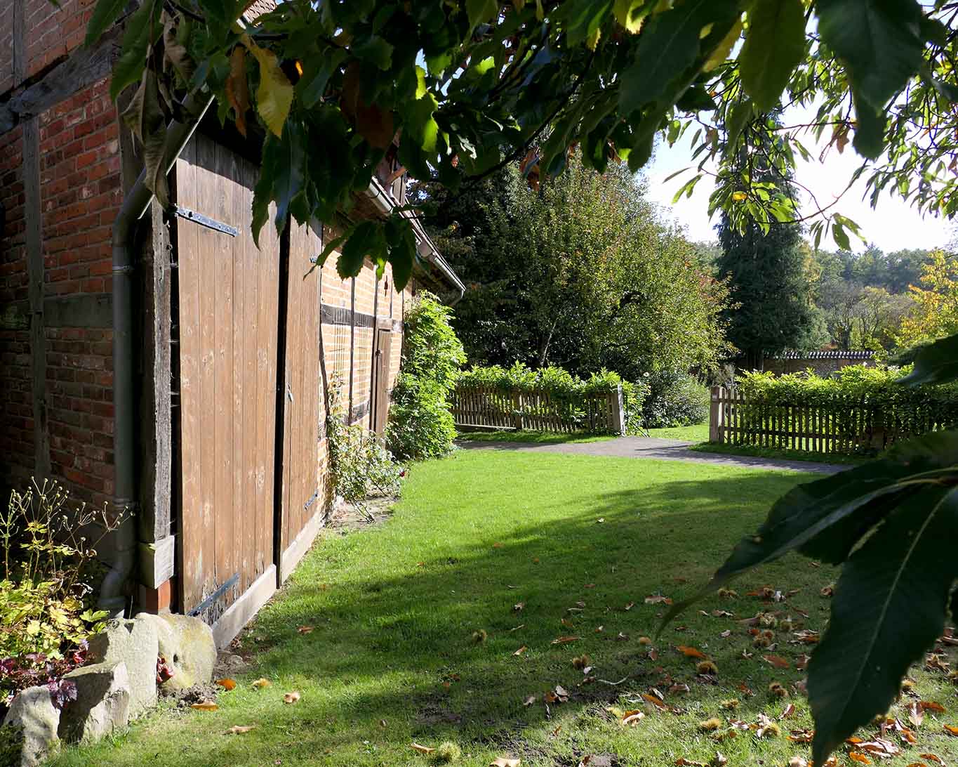 Scheune im Klostergarten von Walsrode im typischen Ziegelfachwerk.